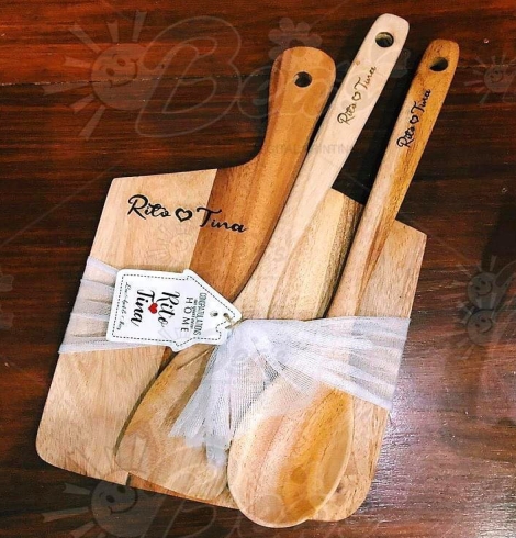 Chopping Board with Spatula and Spoon